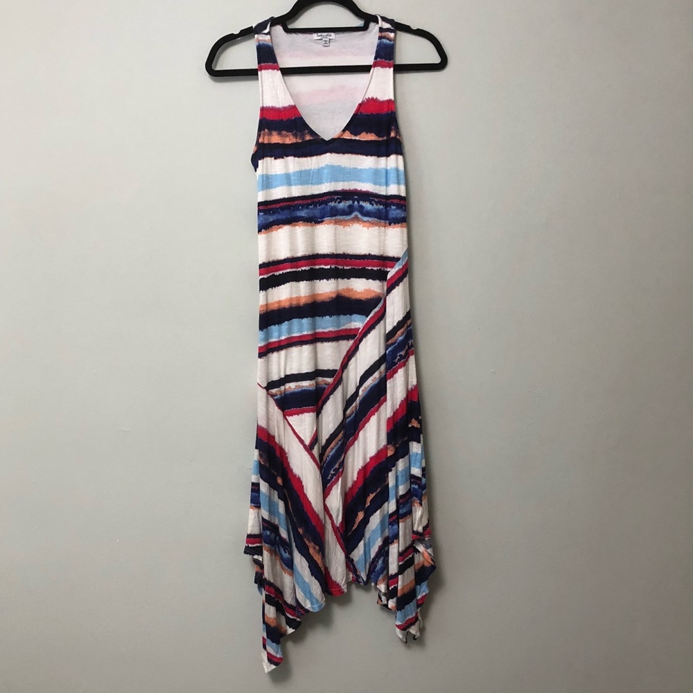 Splendid Mirage Stripe assymetic hem jersey dress